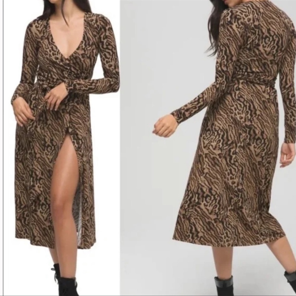 COPY - Good American Daynight Wrap Dress Jaguar Leopard Print, Size 4/XL